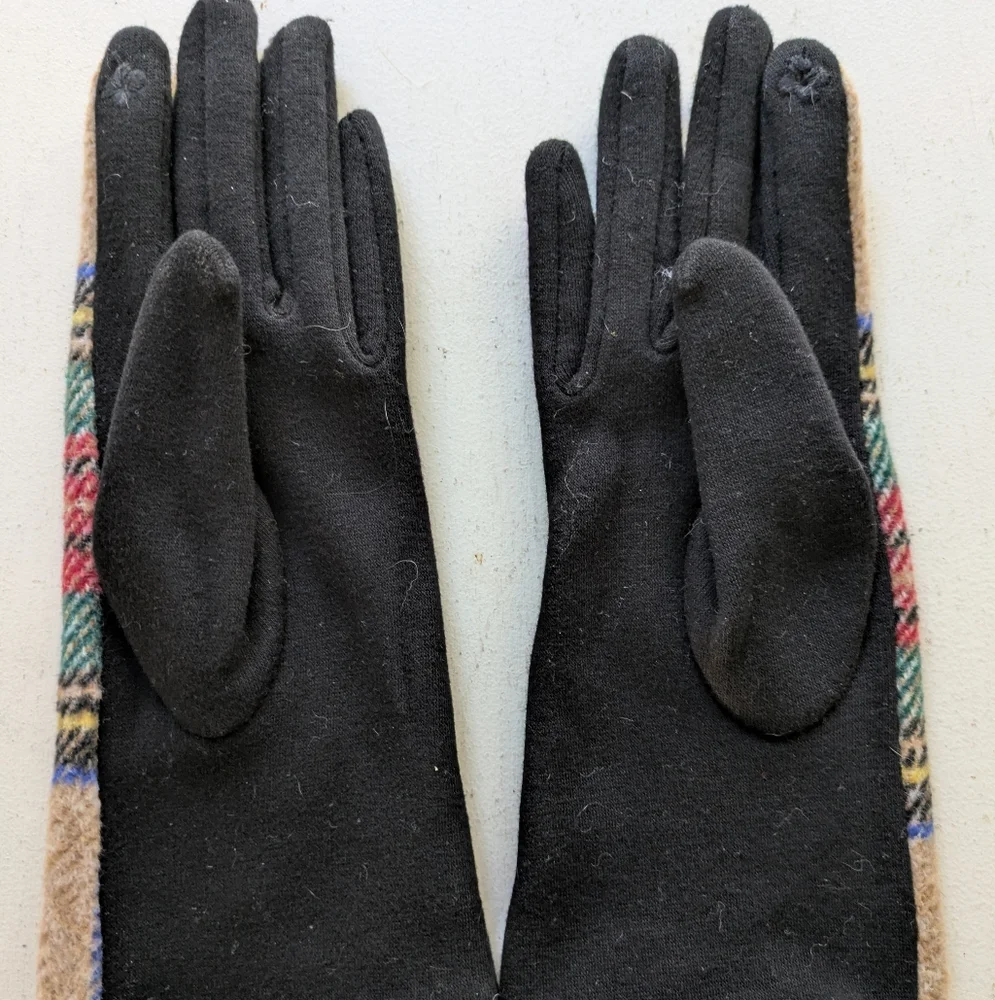 Plaid Wool Gloves for Women